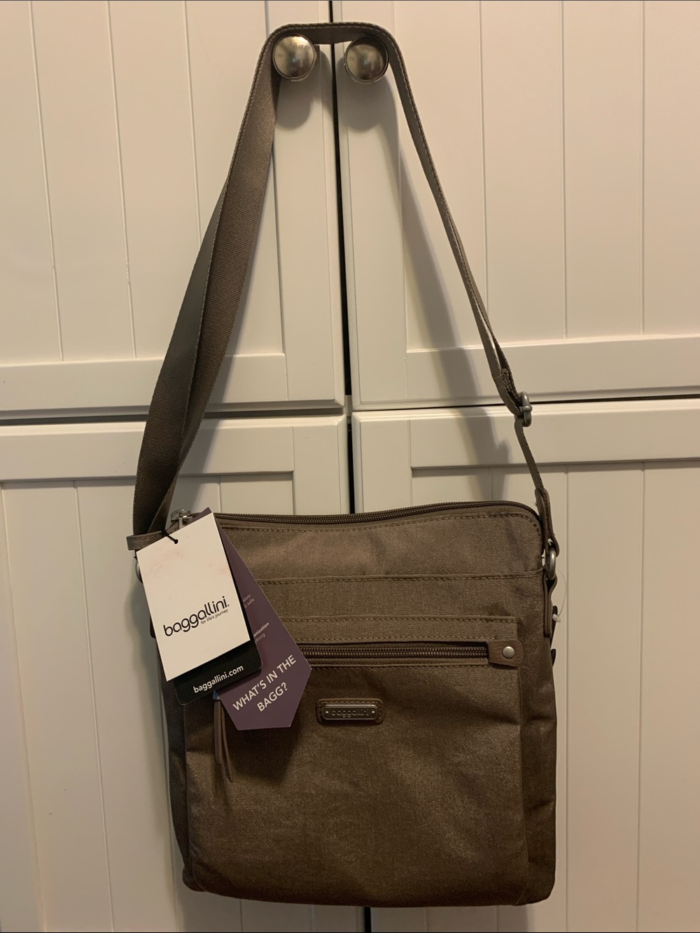 Baggallini Go Bagg (crossbody) with  RFID Phone Wristlet in Taupe